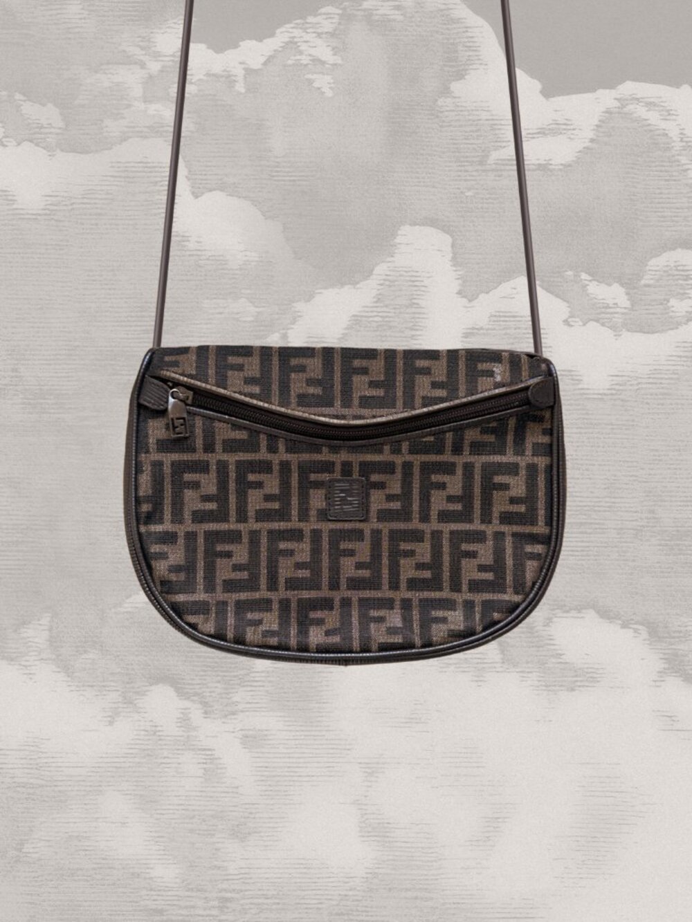 FENDI FF Zucca Vintage Monogram Shoulder bag crossbody clutch 1990s 3-way